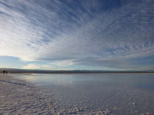 The shallow, mirror-like salt lake