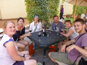 Us with Mari, Martina, Rebecca, and Guy at the Concha Y Toro winebar.